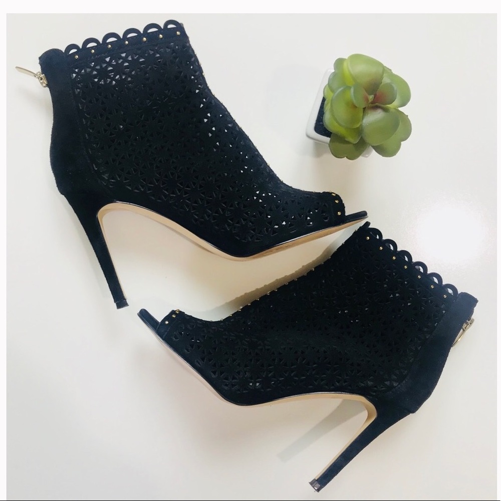 Suede cutout booties